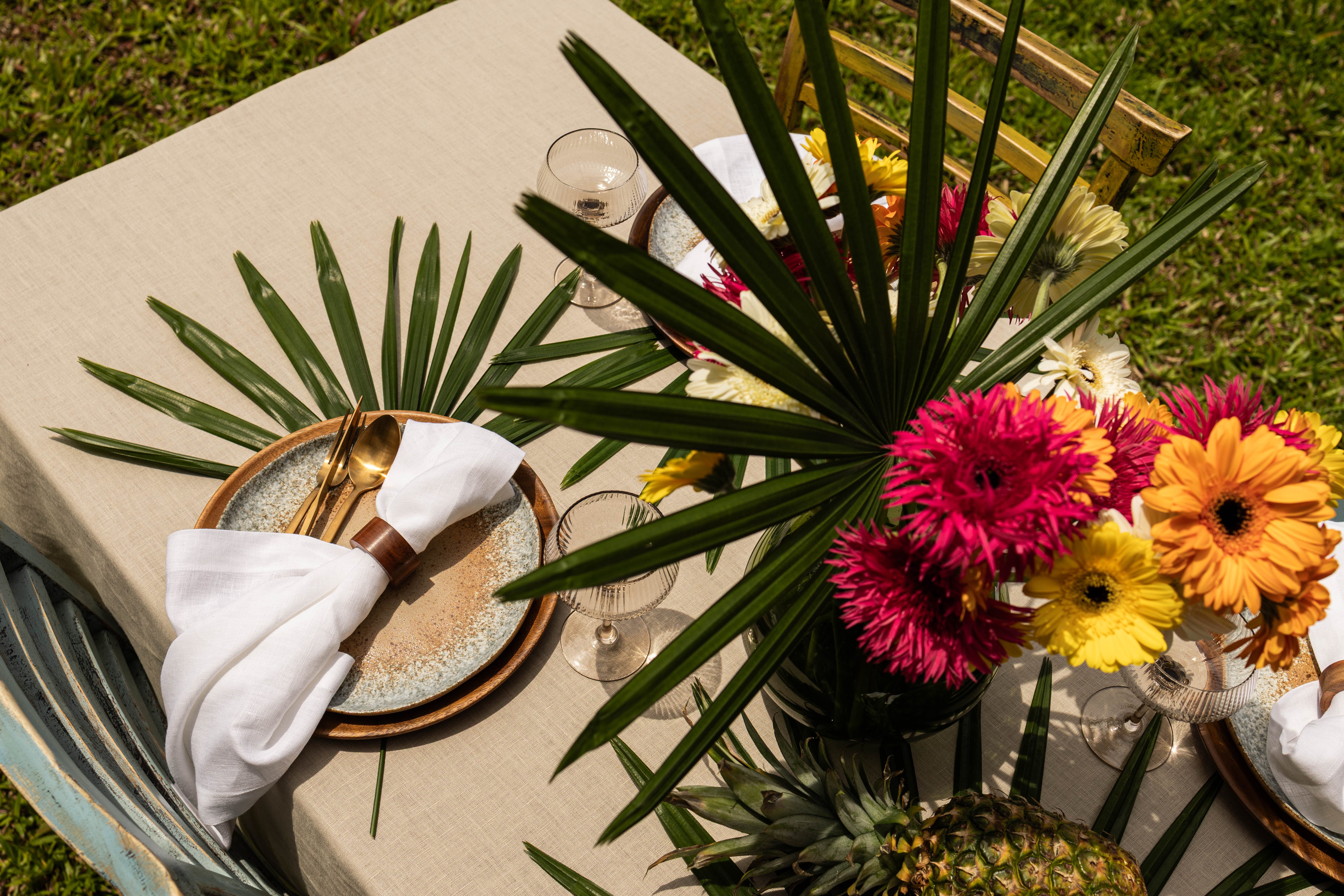 white linen tablecloth