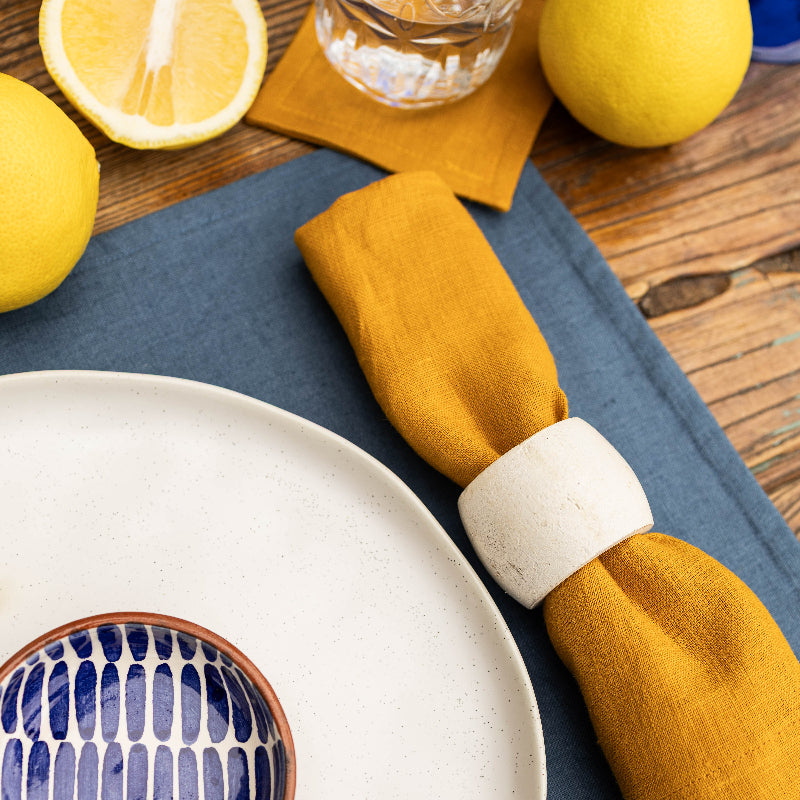 Blue linen placemats