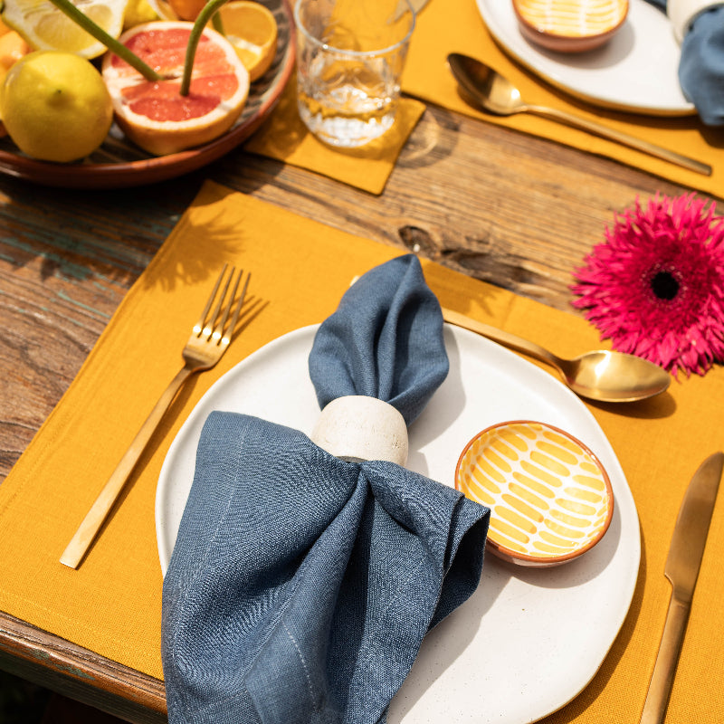 Yellow Summer linen placemats