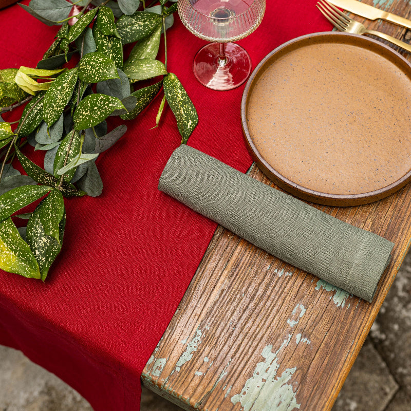 Chinese new Year linen table runner Christmas table red