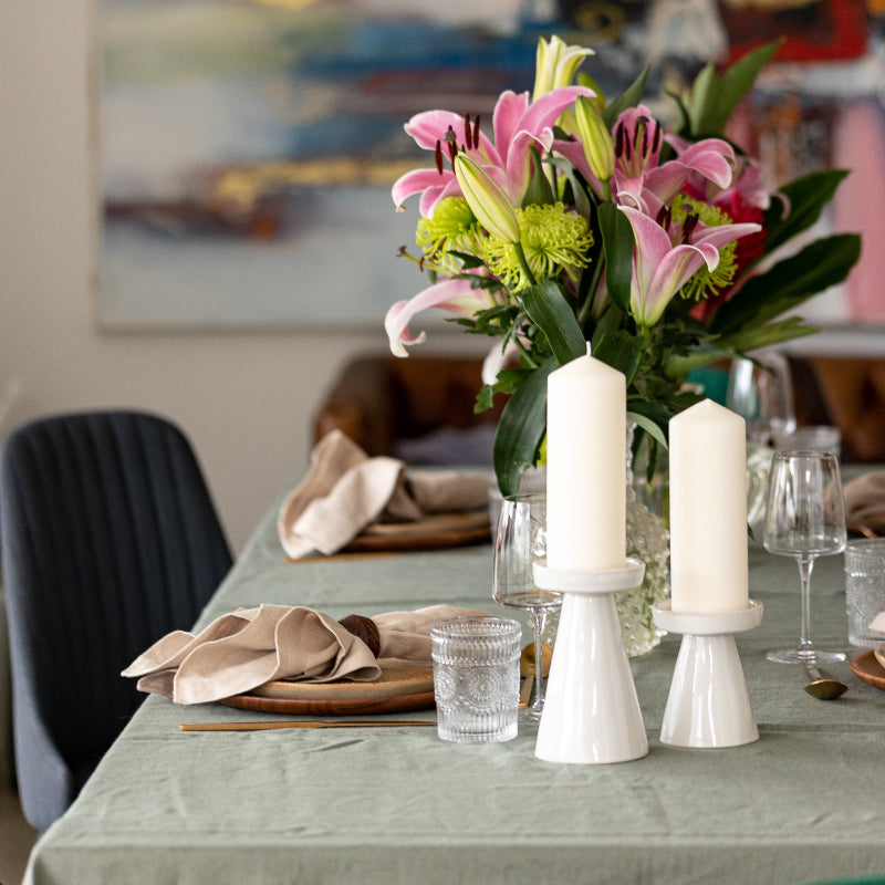 Green olive tablecloth linen