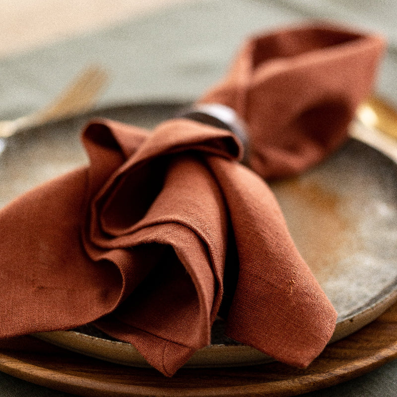 Terracotta warm linen napkins Thanksgiving napkins