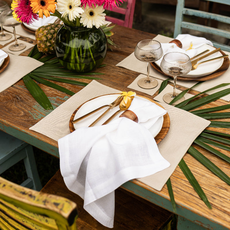 sand beige color linen placemats