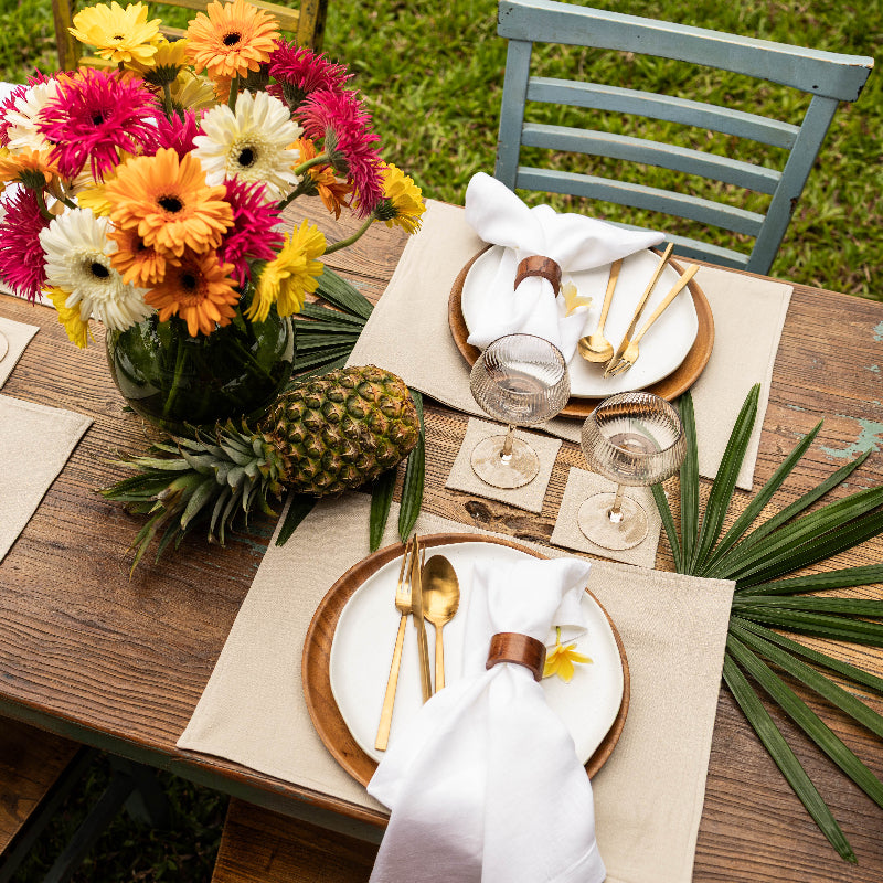 sand beige color linen placemats