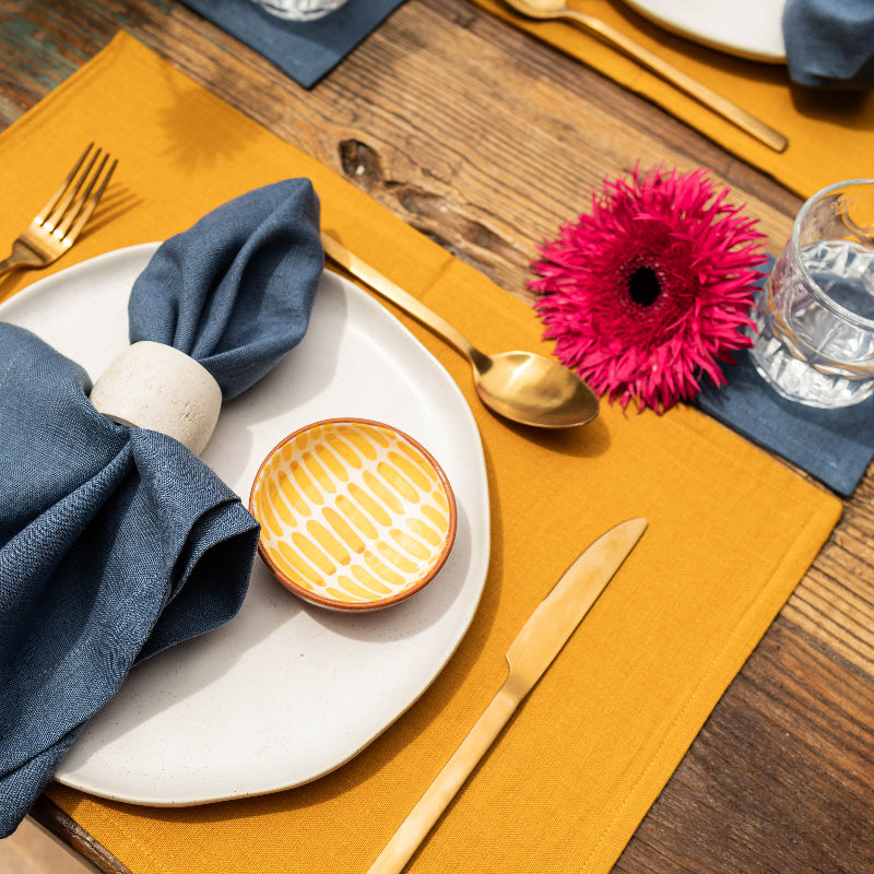 Yellow Summer linen placemats