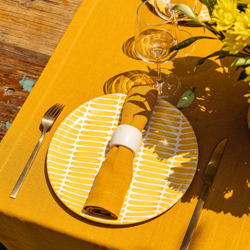 Yellow mustard Easter linen napkins Summer table