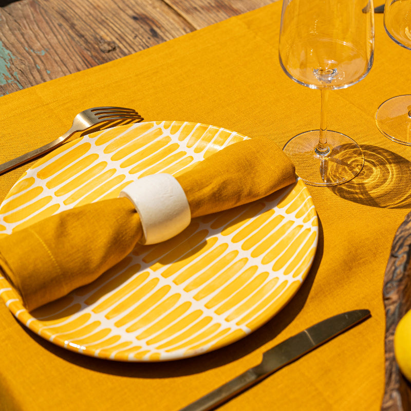 yellow table runner Easter tables 