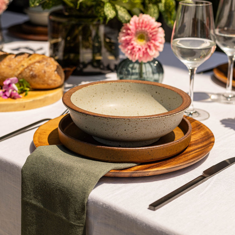 Olive green natural napkins linen