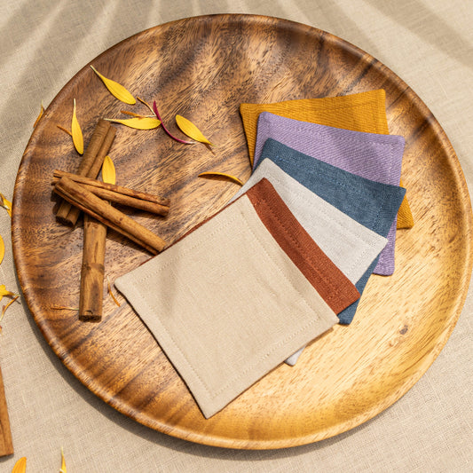 coasters linen different colours