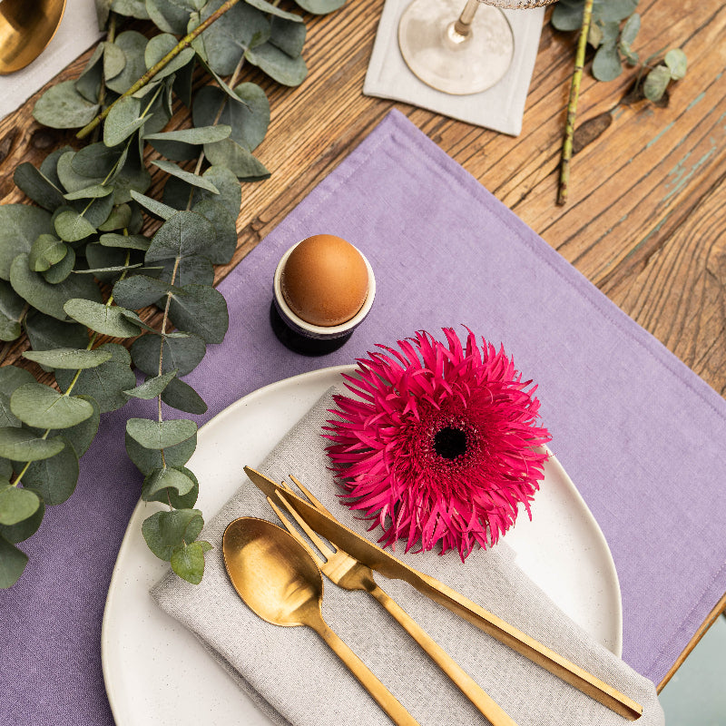 Linen placemat purple lavender Easter