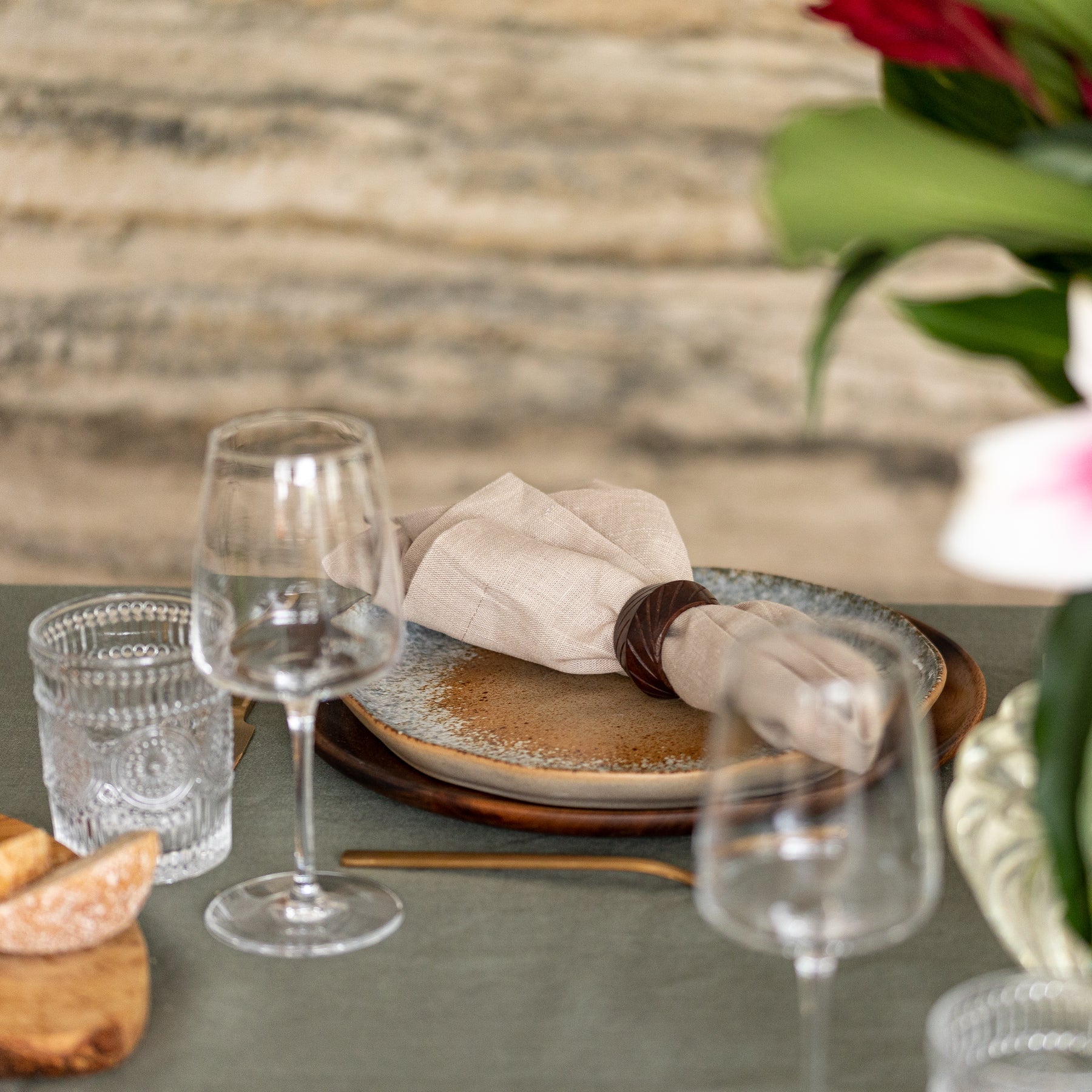 Green olive tablecloth linen